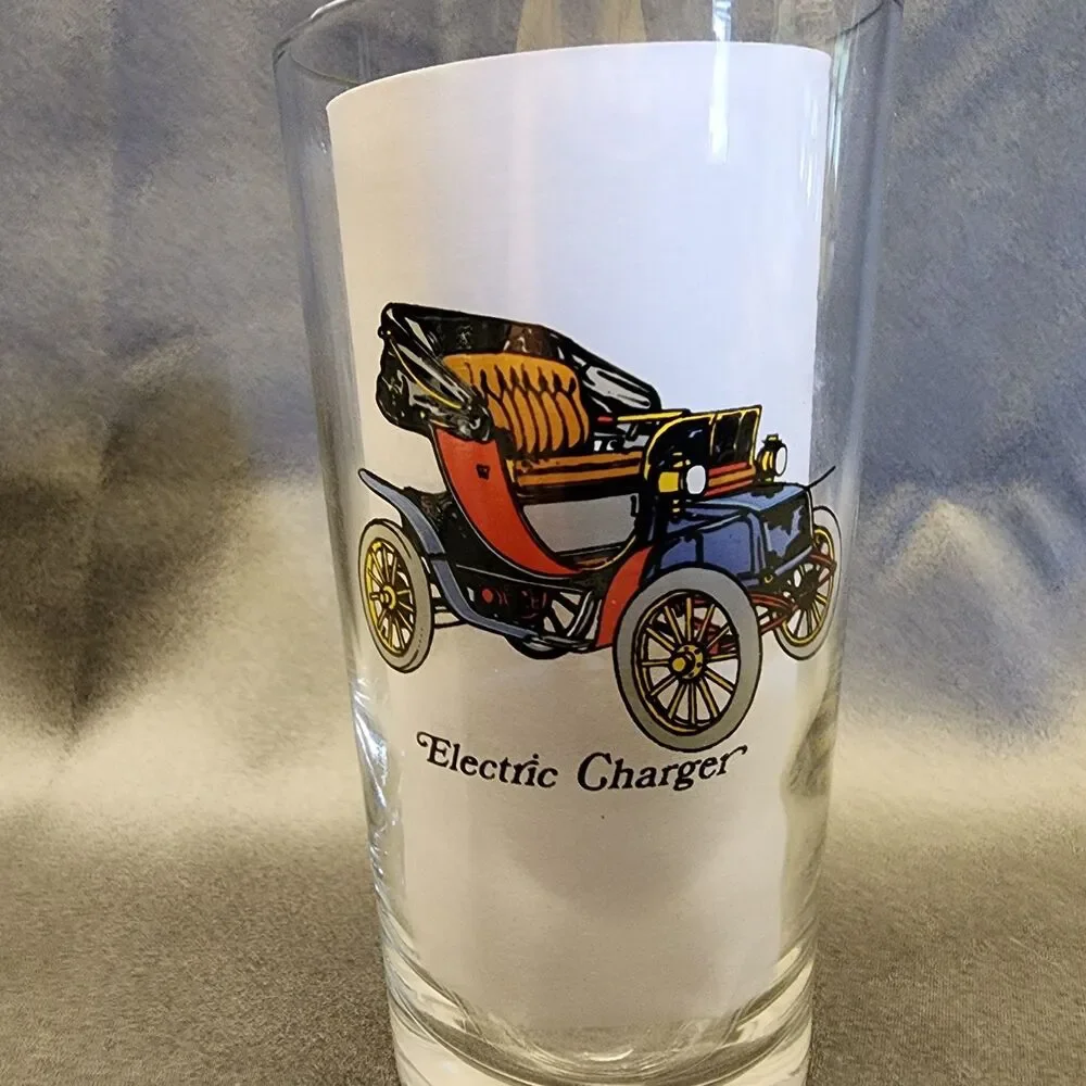 Classic Car Tumbler Set Of 4, 6 oz  Clear Drinking Glass Avon Barware